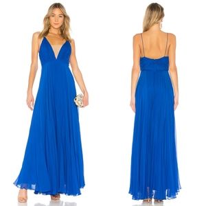 NEW JILL STUART Cobalt Blue PLEATED Empire WAIST Chiffon EVENING Dress GOWN 0